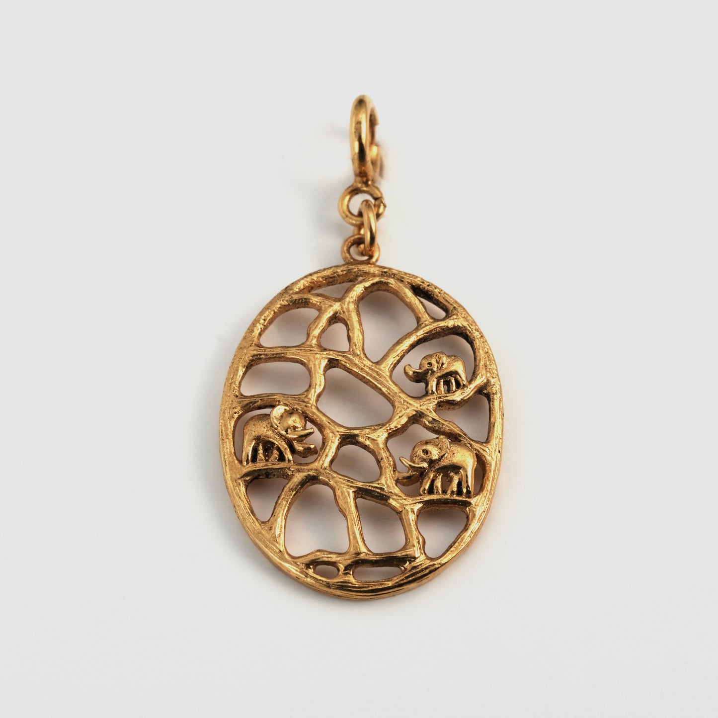 Pendentif Trois elephants doré