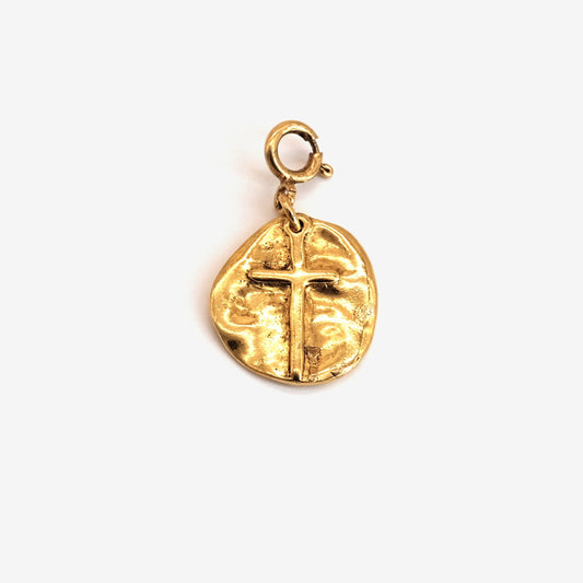 Pendentif Croix ronde doré