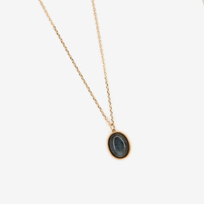 Collier Labradorite ovale doré