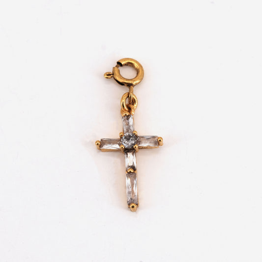 Pendentif croix crystal doré