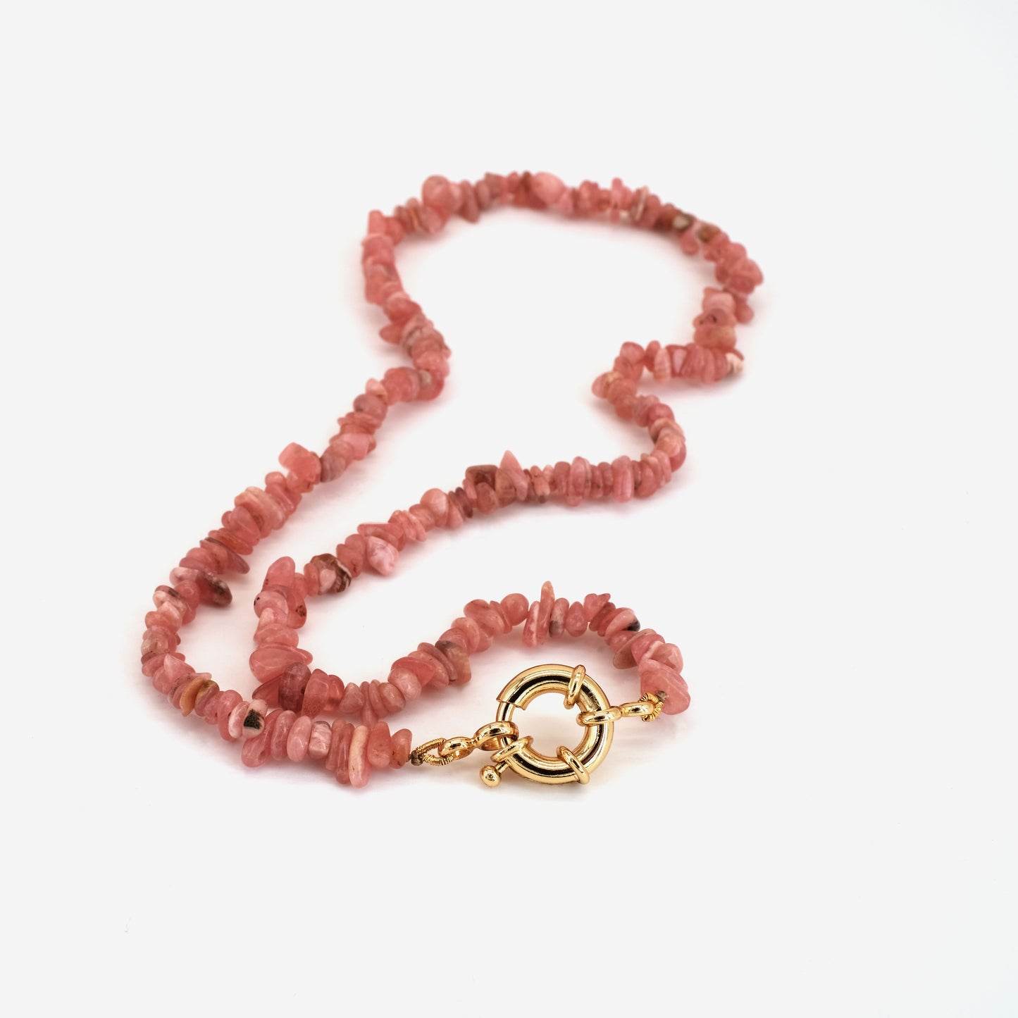 Collier Rhodochrosite doré