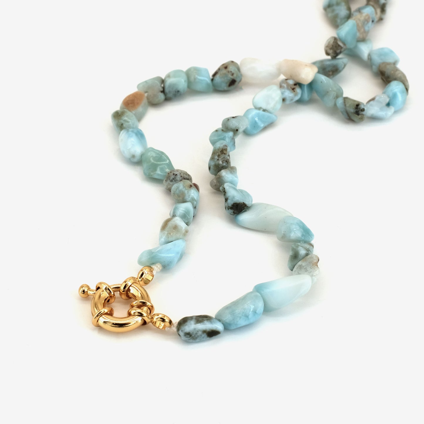 Collier Larimar doré