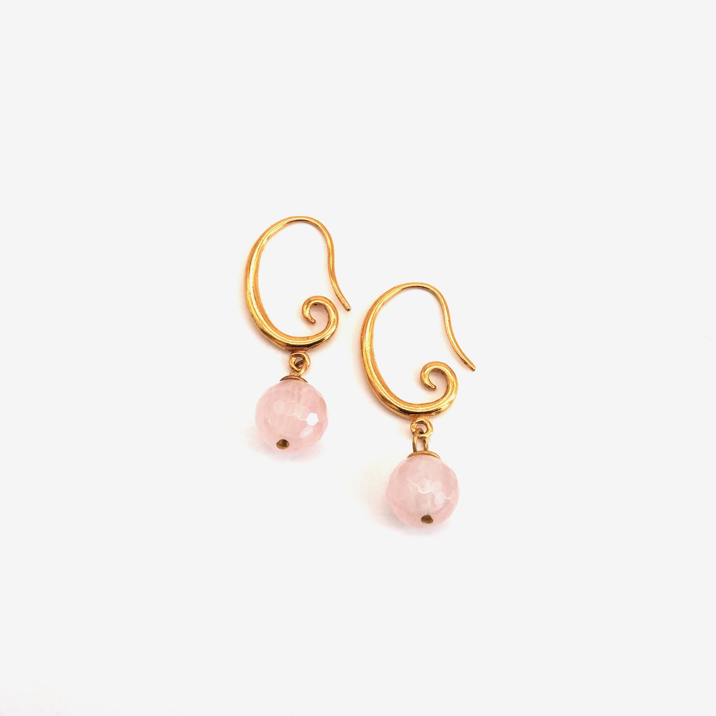 Boucles d'oreilles Quartz Rose dorées