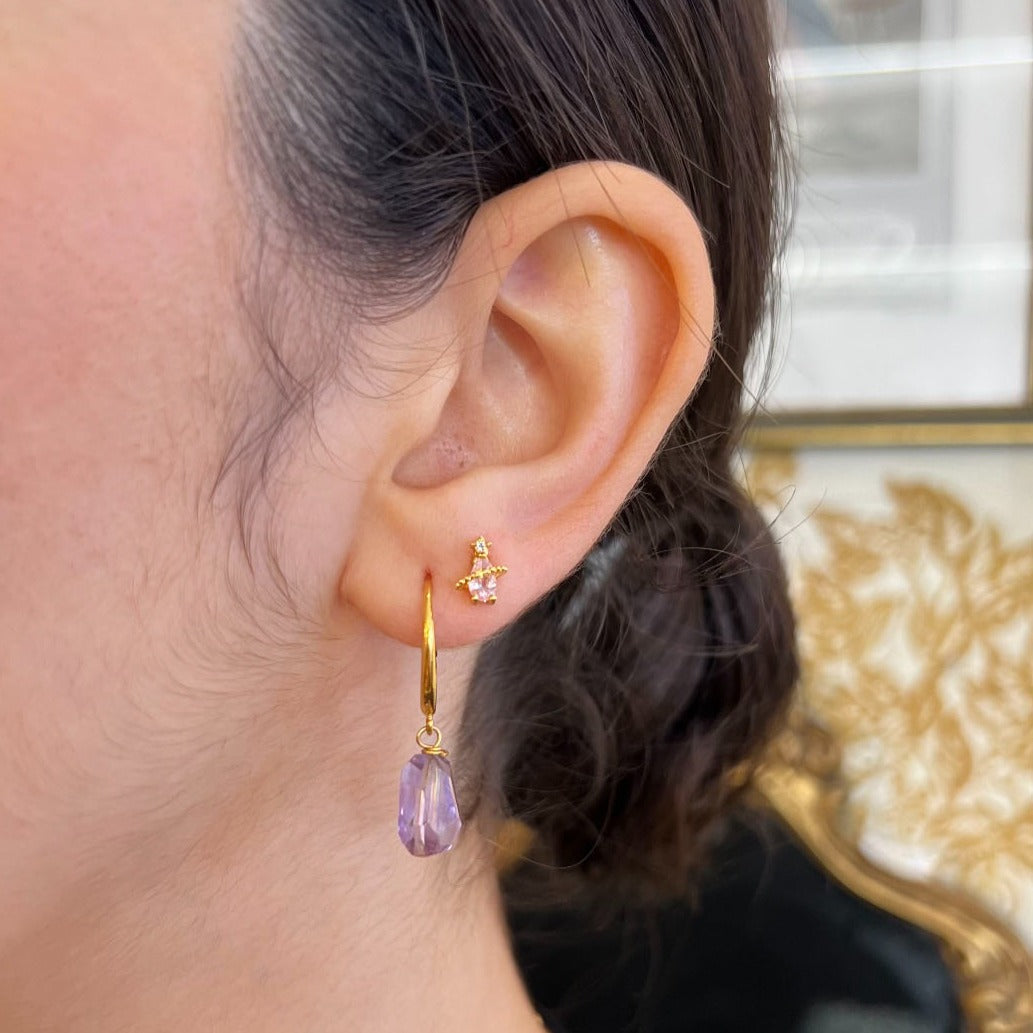 Boucles d'oreilles Améthyste dorées