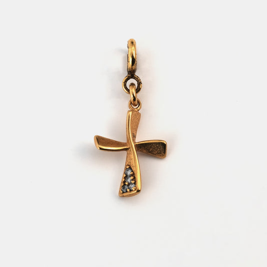 Pendentif Croix éventail doré