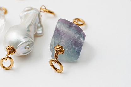 Clips pierres semi-précieuses dorés