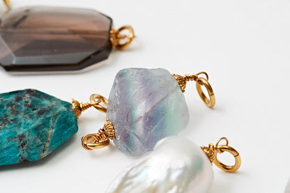 Clips pierres semi-précieuses dorés