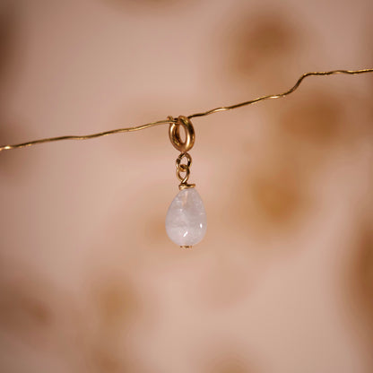 Clip mini pierre semi-précieuse Aigue marine doré