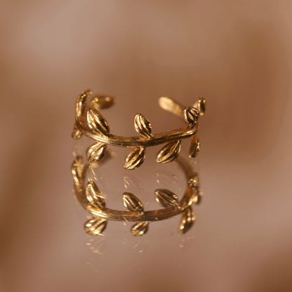 Earcuff-Mini gold leaf earrings
