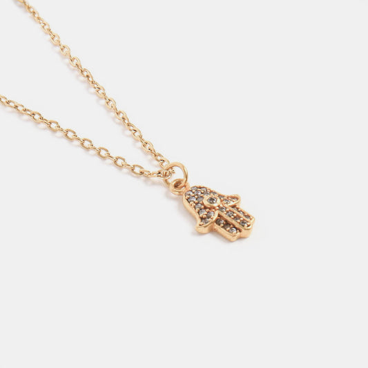 Gold hands necklace