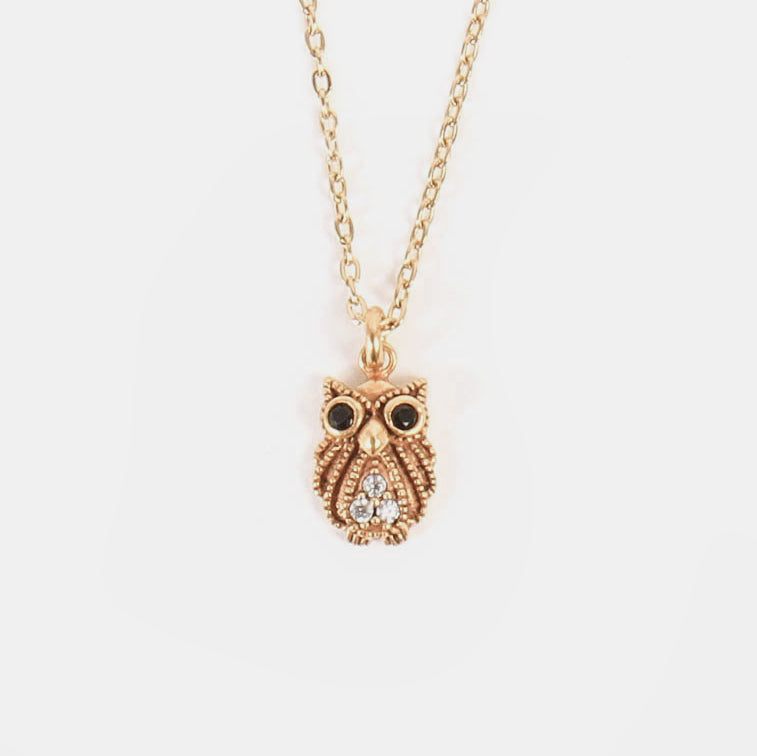 Vintage Two-tone Articulated Owl Necklace Signed Tancer II — Vintage Virtue