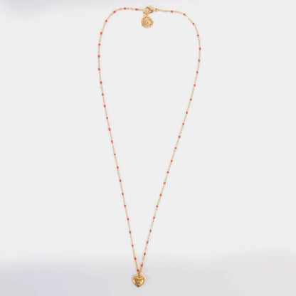 金红色心形项链