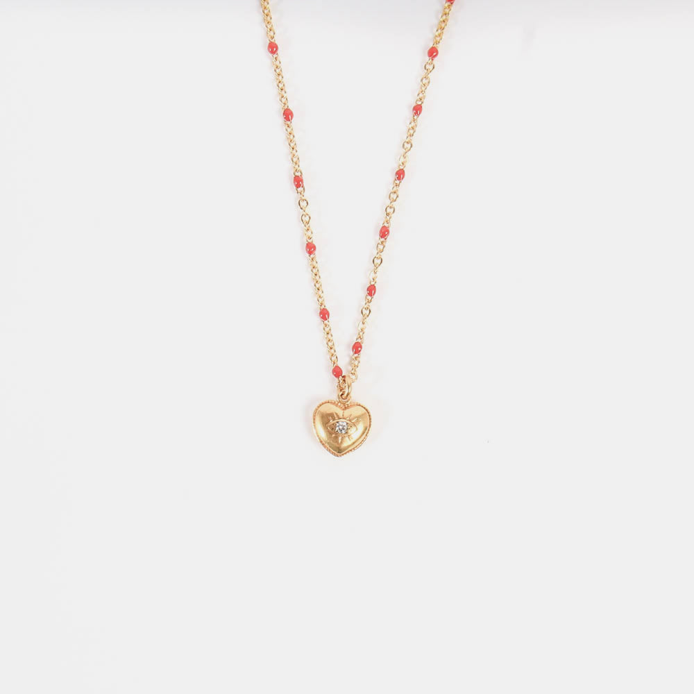 Collier Coeur Rouge or