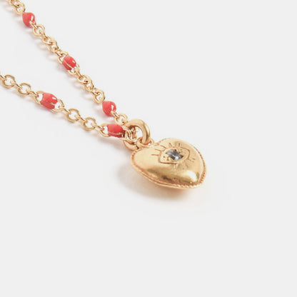 金红色心形项链