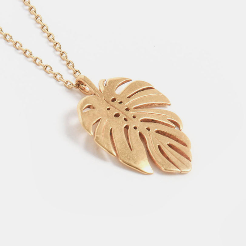 Gold palm necklace
