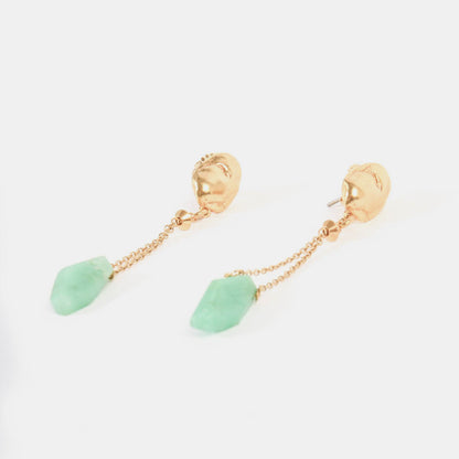 金色长绿玉髓耳环