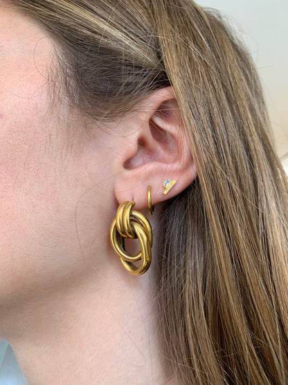 Boucle d'oreille à l'unité Barre Doublé dorée
